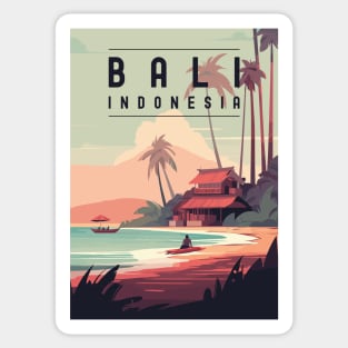 Retro Travel Poster About Bali, Indonesia Sticker